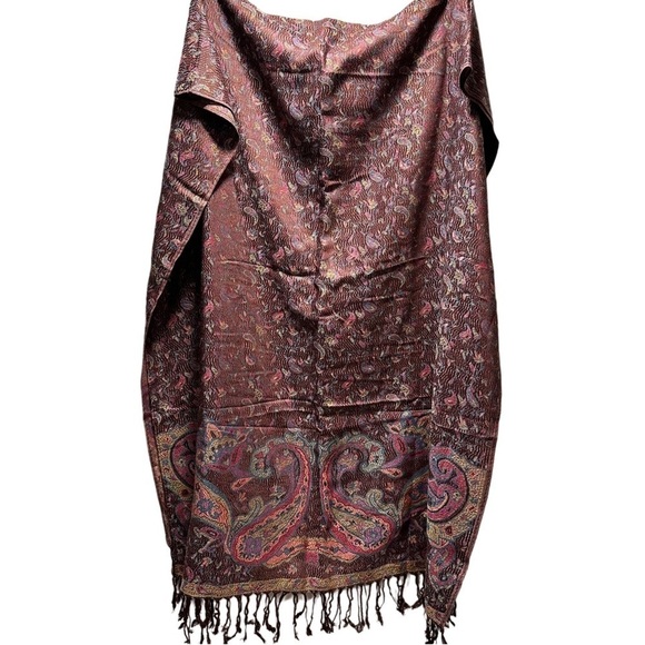 Elegant Shawl in Dark Maroon- Versatile Wrap, Scarf, Poncho, or Cape Soft Rayon - Picture 4 of 16
